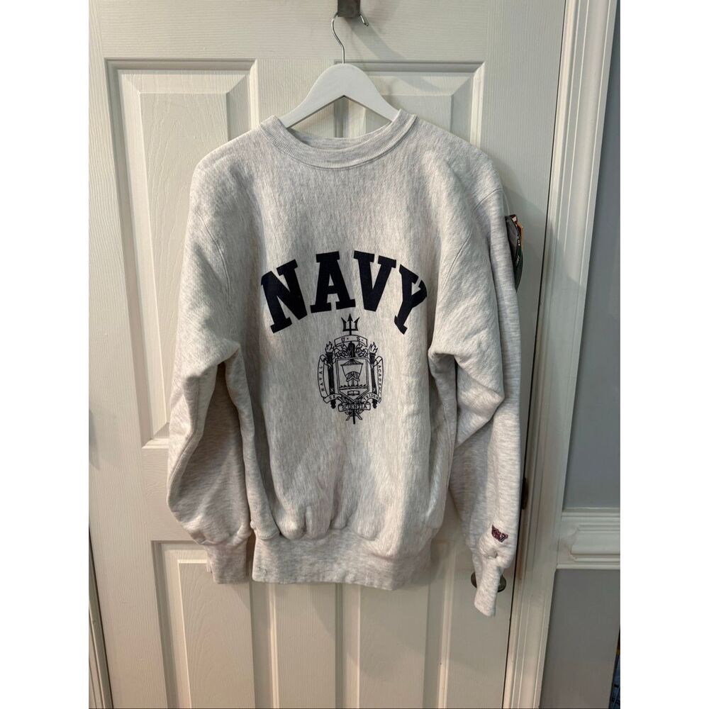 Vintage MV Sport Gray NAVY Sweatshirt sz L NWT